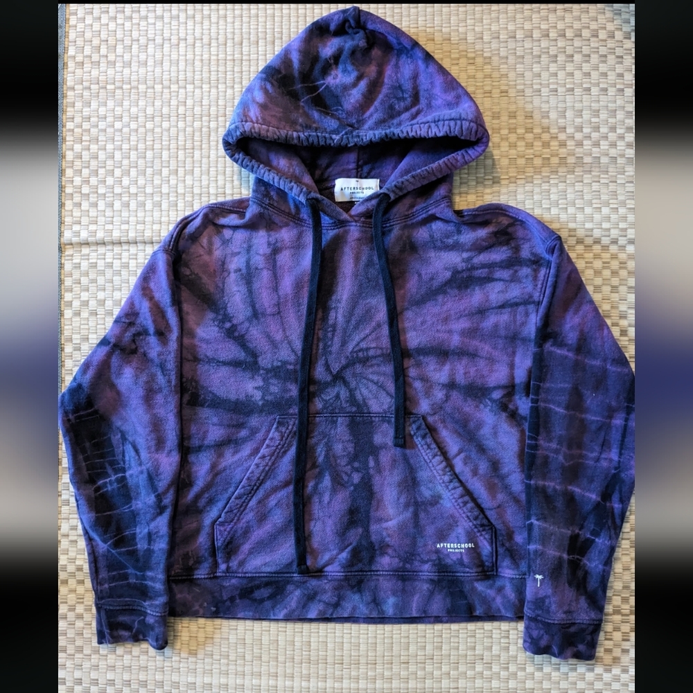 Afterschool Projects French Terry Oversized Hoodie Purple Tie Dye Men's Size XS